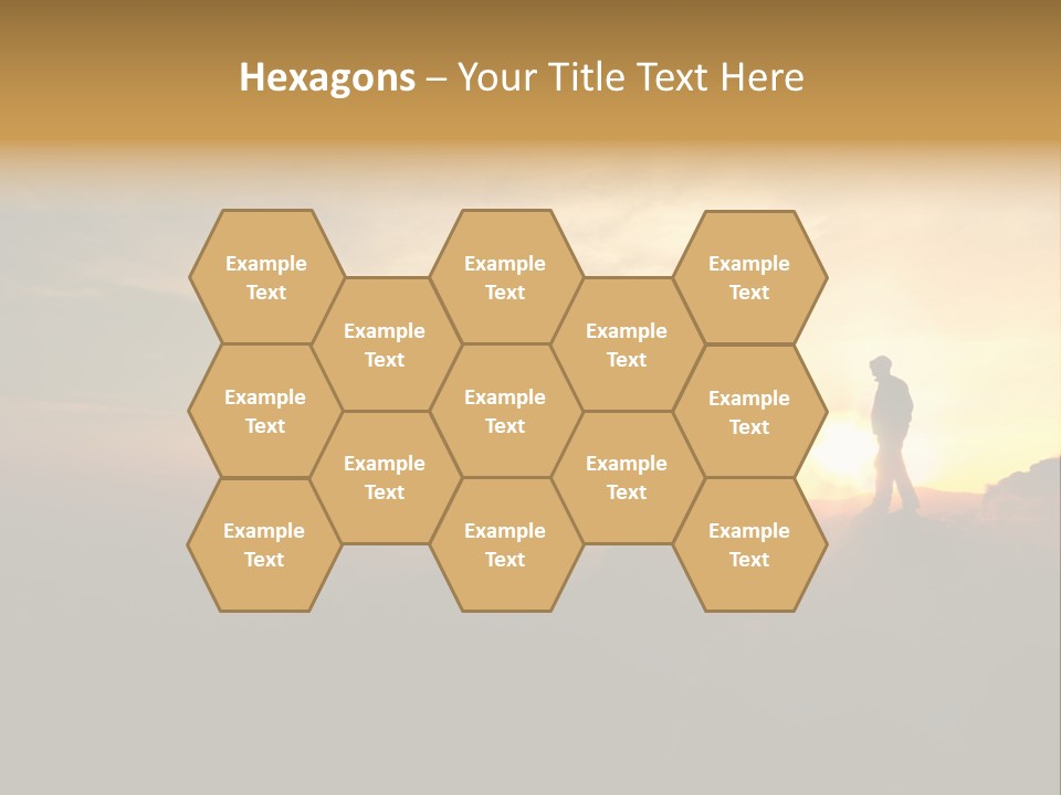 A Man Standing On Top Of A Mountain At Sunset PowerPoint Template
