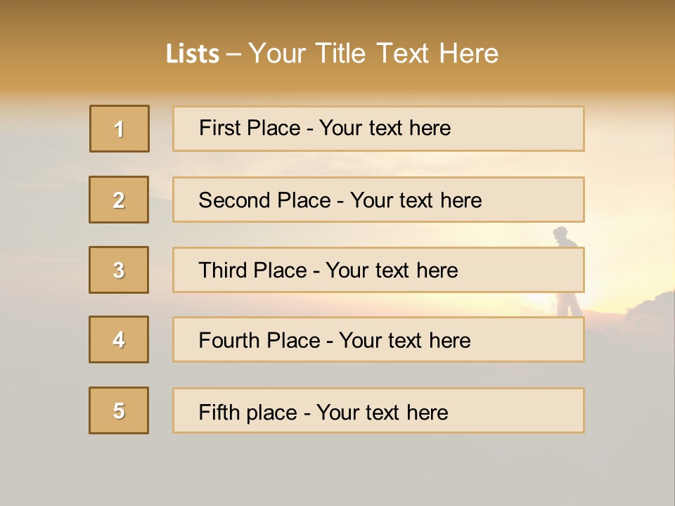 A Man Standing On Top Of A Mountain At Sunset PowerPoint Template