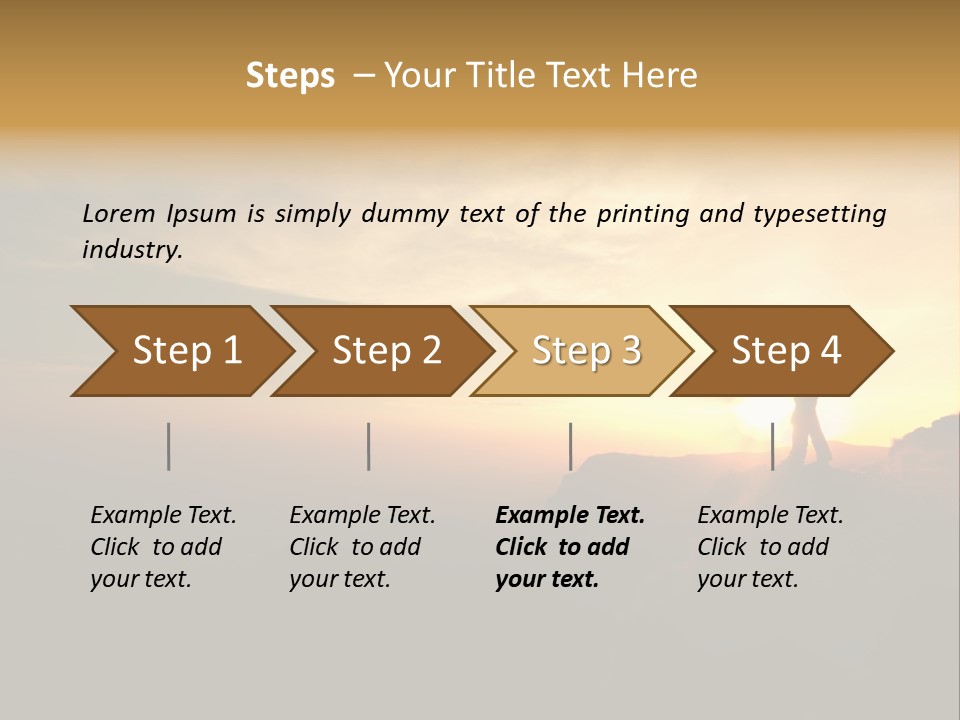 A Man Standing On Top Of A Mountain At Sunset PowerPoint Template