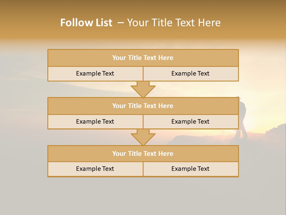 A Man Standing On Top Of A Mountain At Sunset PowerPoint Template