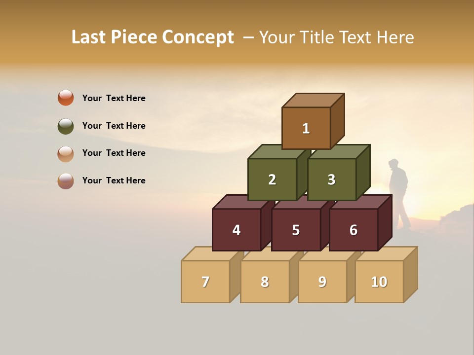 A Man Standing On Top Of A Mountain At Sunset PowerPoint Template
