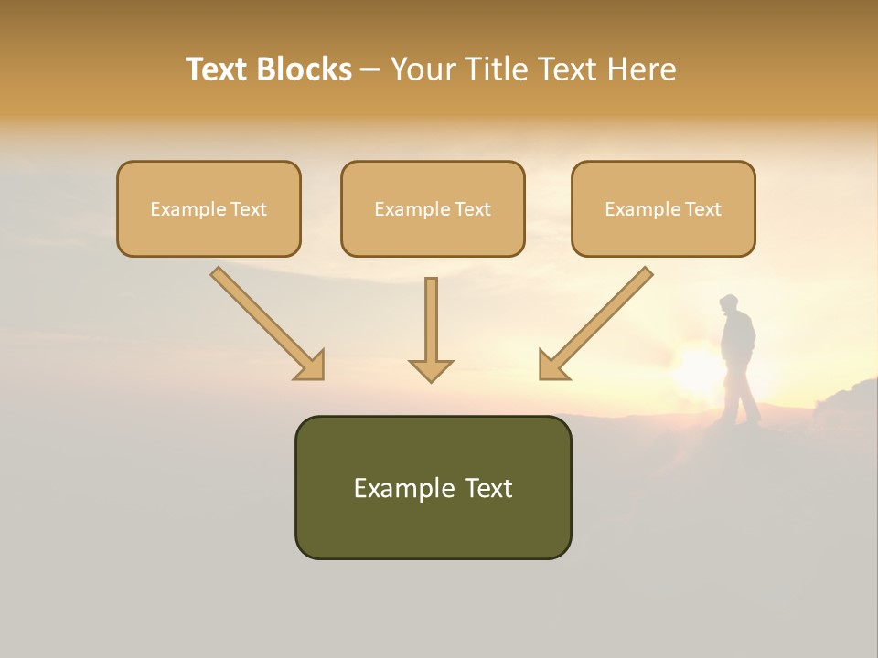 A Man Standing On Top Of A Mountain At Sunset PowerPoint Template