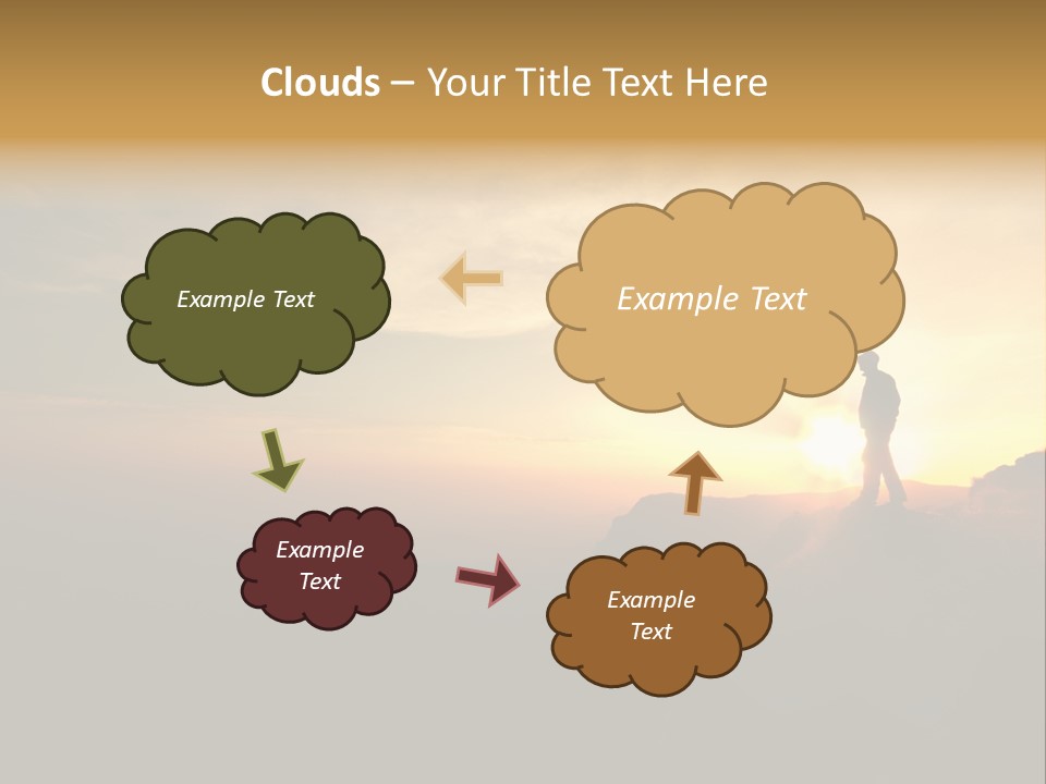 A Man Standing On Top Of A Mountain At Sunset PowerPoint Template