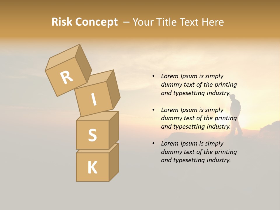 A Man Standing On Top Of A Mountain At Sunset PowerPoint Template