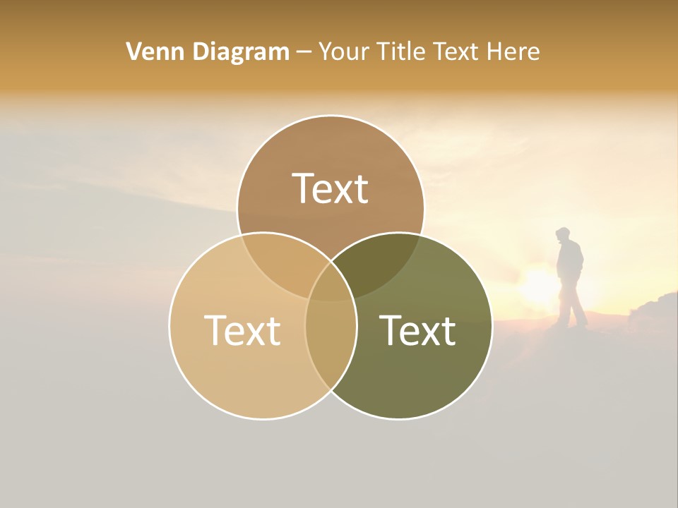 A Man Standing On Top Of A Mountain At Sunset PowerPoint Template