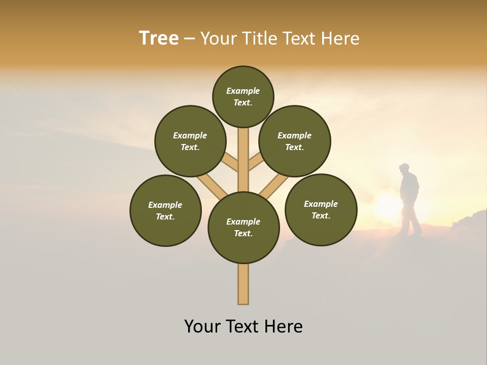 A Man Standing On Top Of A Mountain At Sunset PowerPoint Template