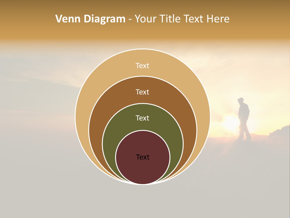 A Man Standing On Top Of A Mountain At Sunset PowerPoint Template