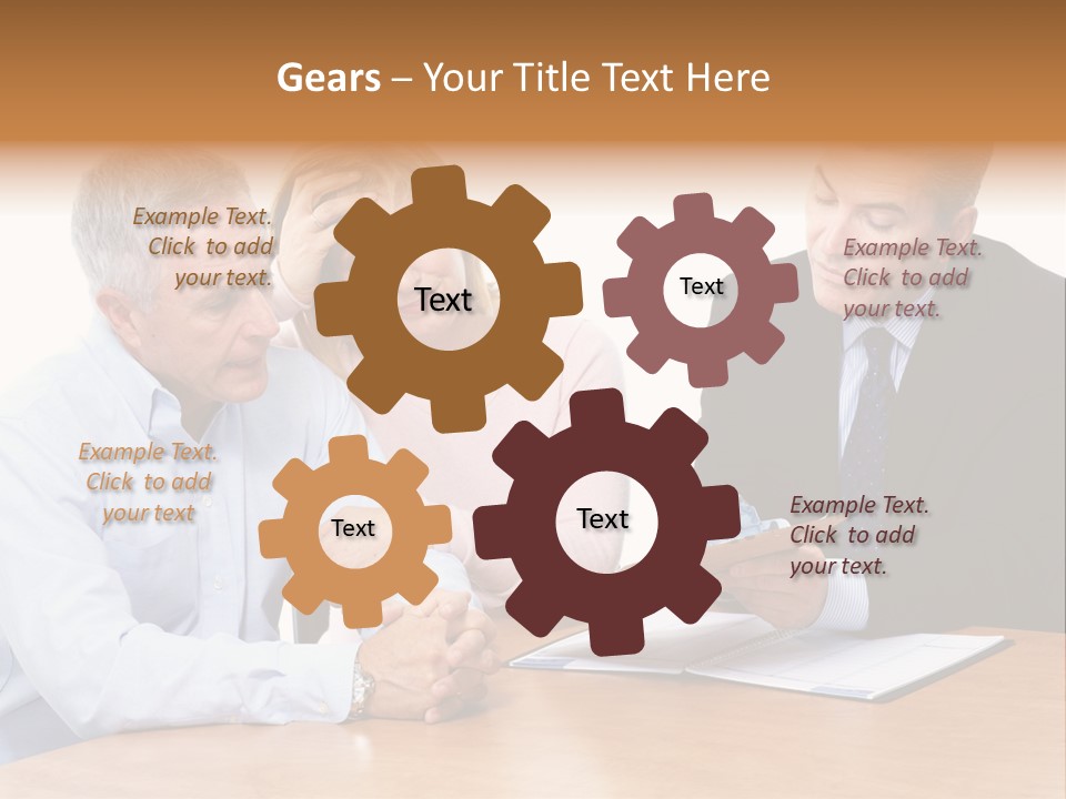 A Couple Of People Sitting At A Table PowerPoint Template