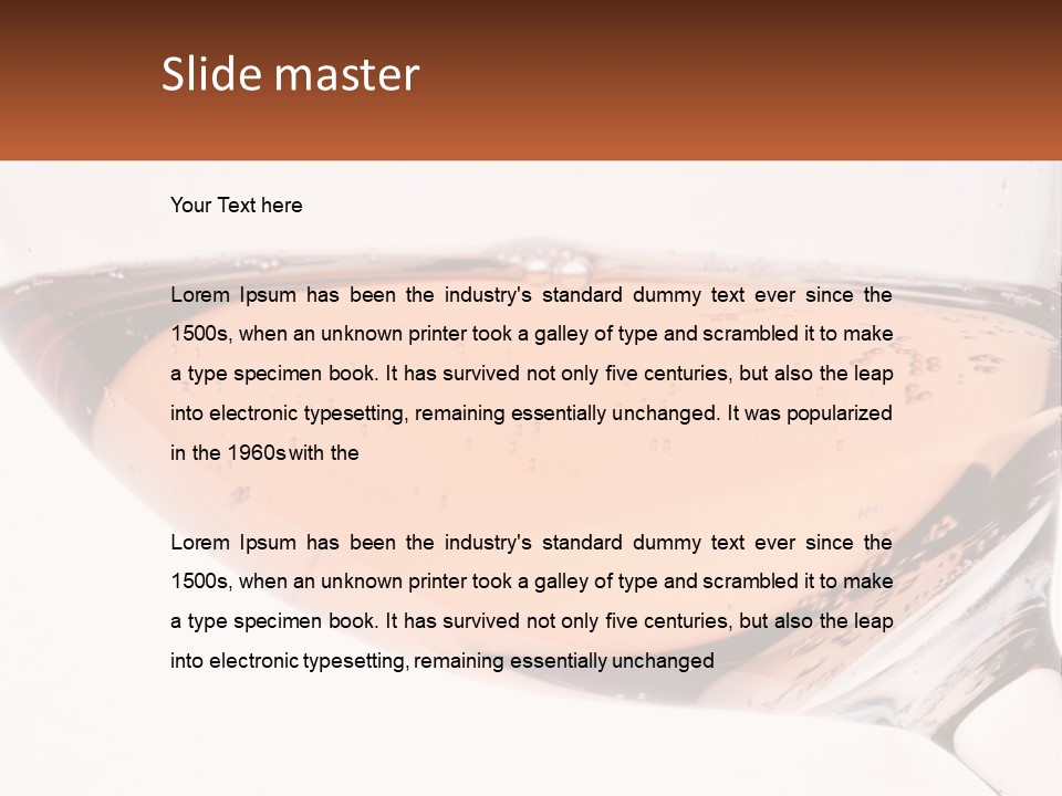 A Glass Of White Wine With A Brown Label On It PowerPoint Template