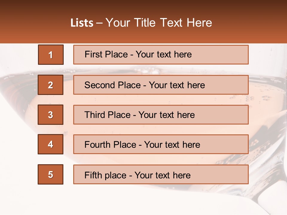 A Glass Of White Wine With A Brown Label On It PowerPoint Template