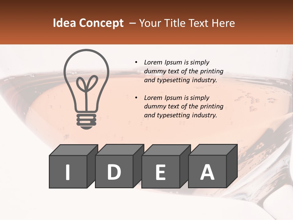 A Glass Of White Wine With A Brown Label On It PowerPoint Template