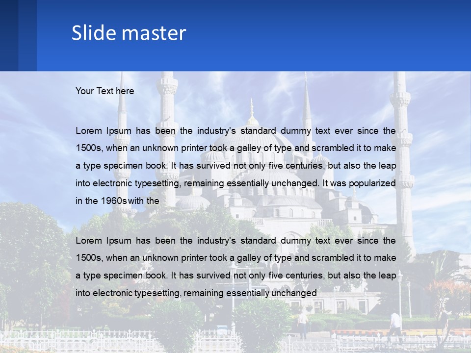 A Large White Building With A Blue Sky In The Background PowerPoint Template