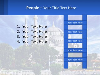 A Large White Building With A Blue Sky In The Background PowerPoint Template