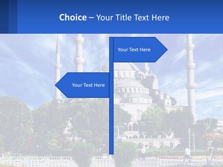 A Large White Building With A Blue Sky In The Background PowerPoint Template