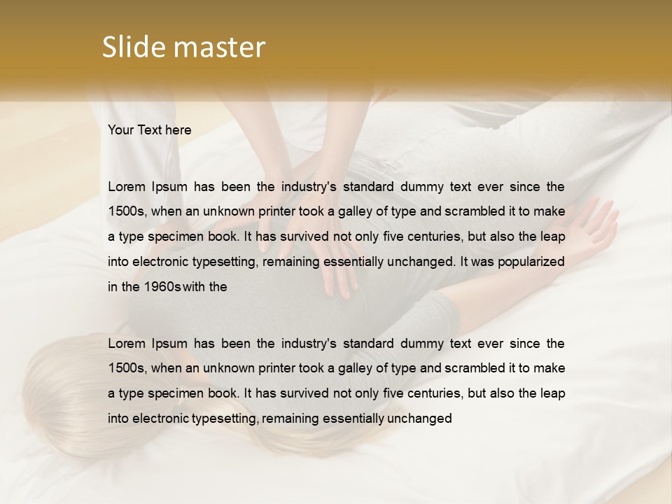 A Woman Laying On Top Of A Bed With A Man Standing Over Her PowerPoint Template