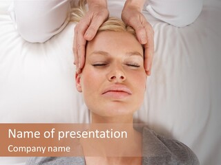 A Woman Getting Her Head Massage From A Massager PowerPoint Template