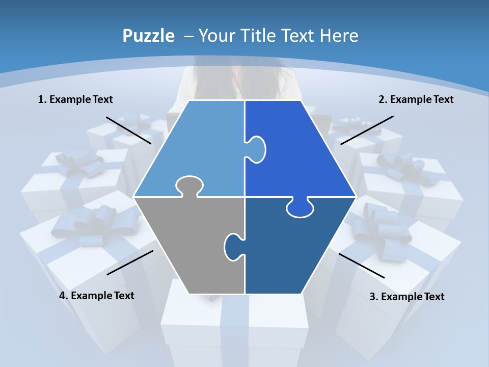 A Woman Sitting In Front Of A Laptop Surrounded By Presents PowerPoint Template