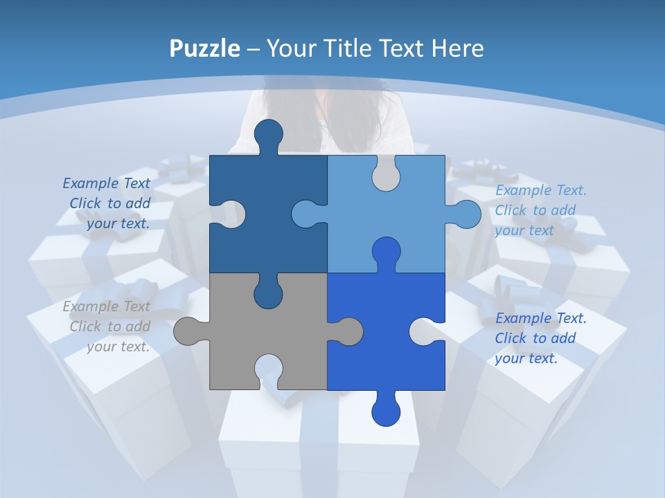 A Woman Sitting In Front Of A Laptop Surrounded By Presents PowerPoint Template