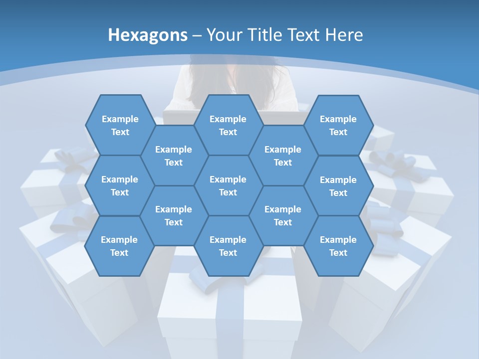 A Woman Sitting In Front Of A Laptop Surrounded By Presents PowerPoint Template