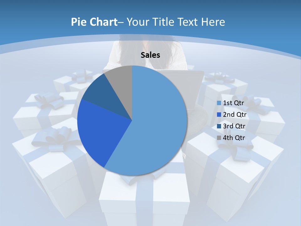 A Woman Sitting In Front Of A Laptop Surrounded By Presents PowerPoint Template