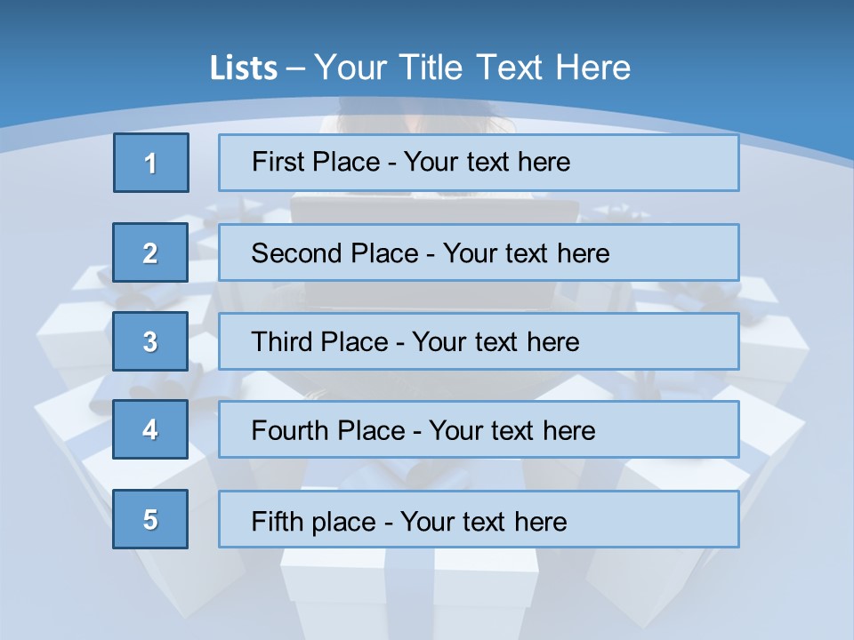 A Woman Sitting In Front Of A Laptop Surrounded By Presents PowerPoint Template