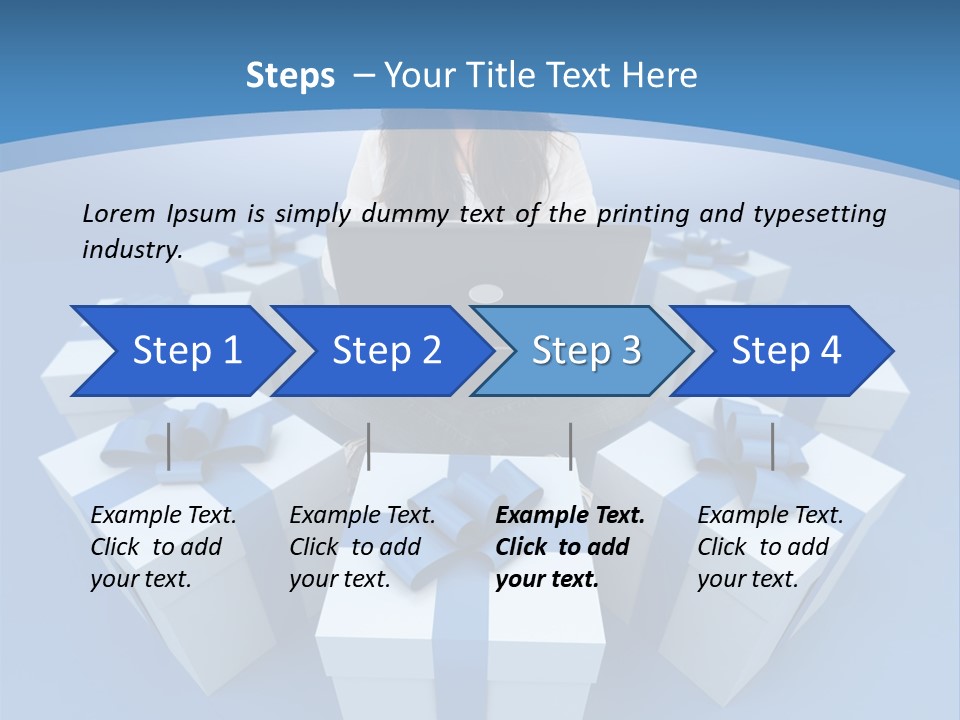 A Woman Sitting In Front Of A Laptop Surrounded By Presents PowerPoint Template