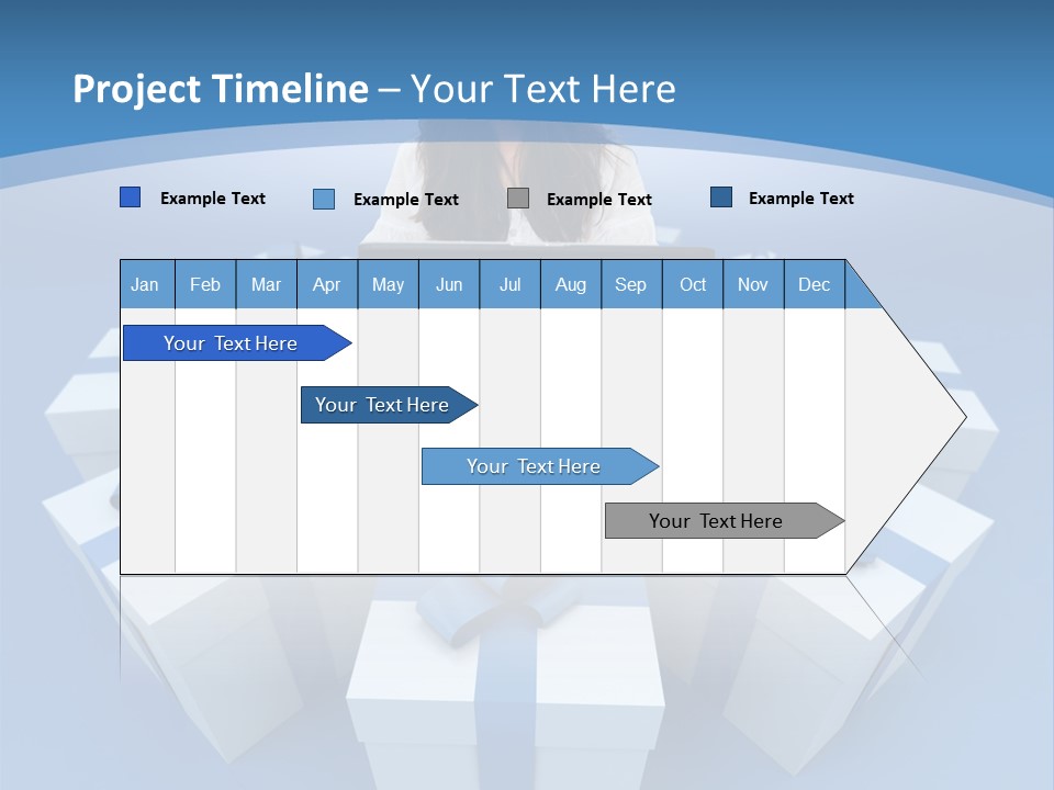 A Woman Sitting In Front Of A Laptop Surrounded By Presents PowerPoint Template