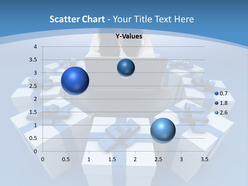 A Woman Sitting In Front Of A Laptop Surrounded By Presents PowerPoint Template