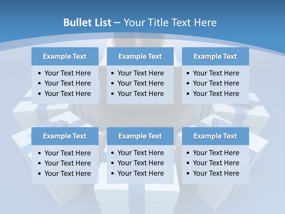 A Woman Sitting In Front Of A Laptop Surrounded By Presents PowerPoint Template