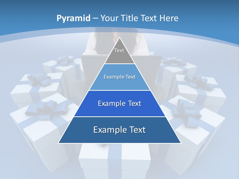 A Woman Sitting In Front Of A Laptop Surrounded By Presents PowerPoint Template