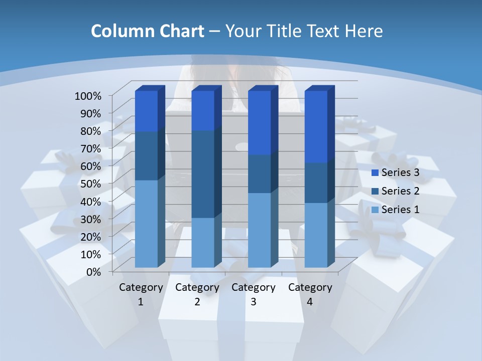 A Woman Sitting In Front Of A Laptop Surrounded By Presents PowerPoint Template