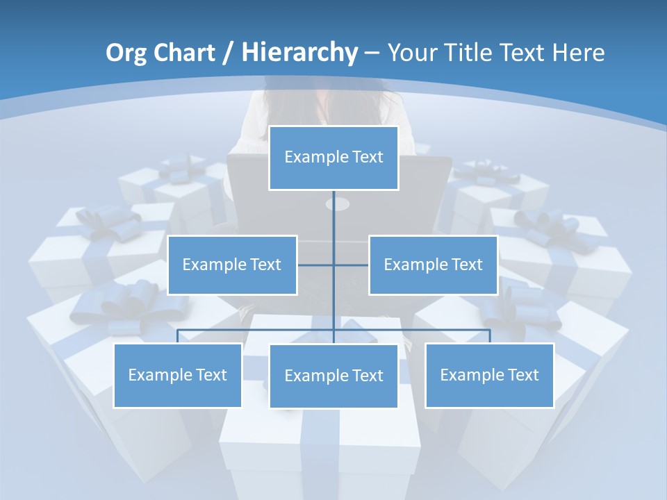 A Woman Sitting In Front Of A Laptop Surrounded By Presents PowerPoint Template