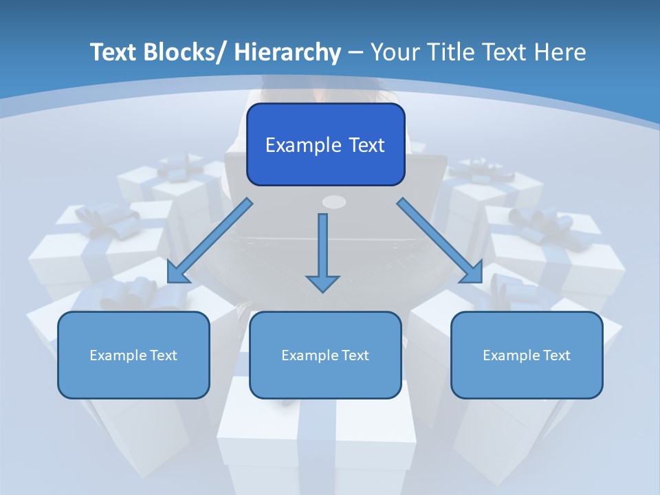 A Woman Sitting In Front Of A Laptop Surrounded By Presents PowerPoint Template