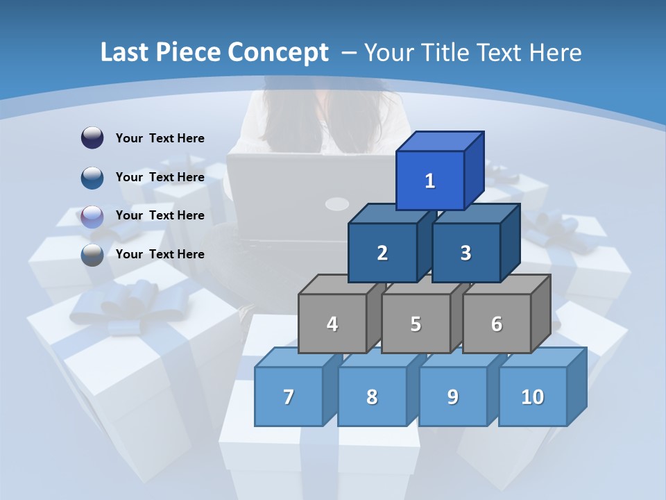 A Woman Sitting In Front Of A Laptop Surrounded By Presents PowerPoint Template