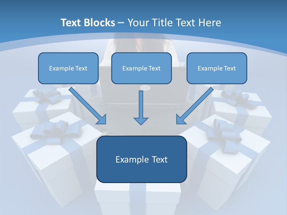 A Woman Sitting In Front Of A Laptop Surrounded By Presents PowerPoint Template