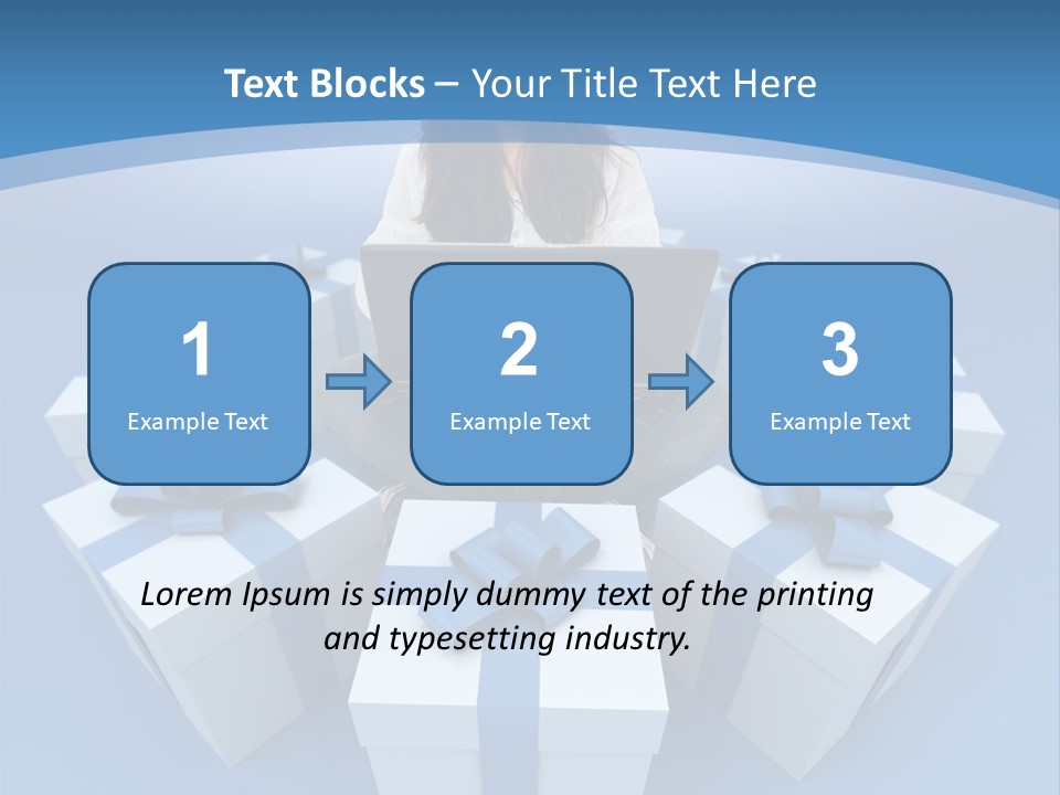 A Woman Sitting In Front Of A Laptop Surrounded By Presents PowerPoint Template
