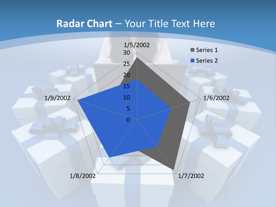 A Woman Sitting In Front Of A Laptop Surrounded By Presents PowerPoint Template