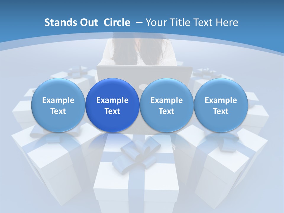 A Woman Sitting In Front Of A Laptop Surrounded By Presents PowerPoint Template