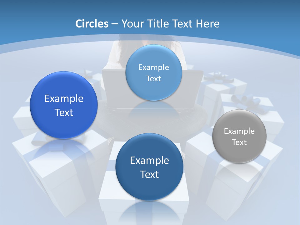 A Woman Sitting In Front Of A Laptop Surrounded By Presents PowerPoint Template