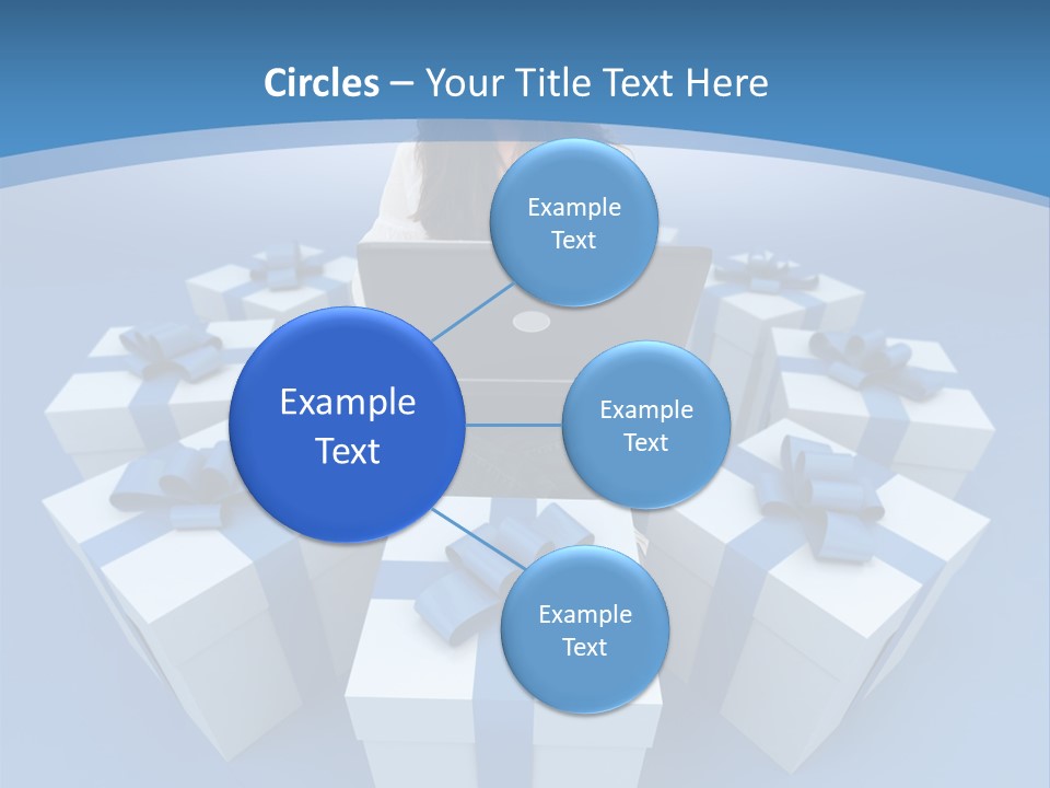 A Woman Sitting In Front Of A Laptop Surrounded By Presents PowerPoint Template