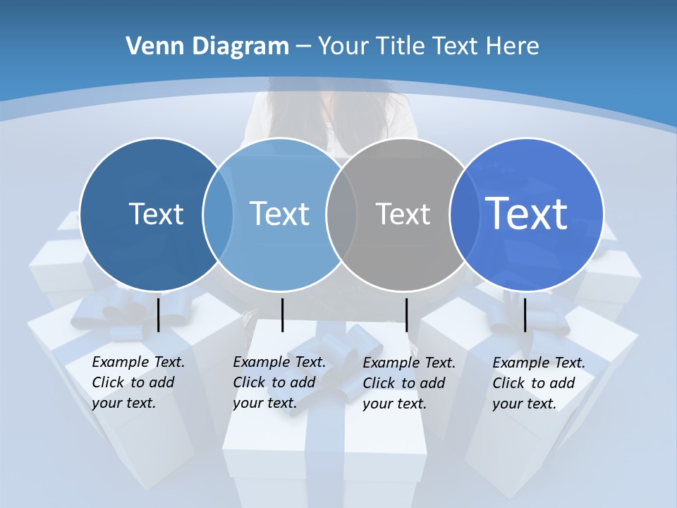 A Woman Sitting In Front Of A Laptop Surrounded By Presents PowerPoint Template