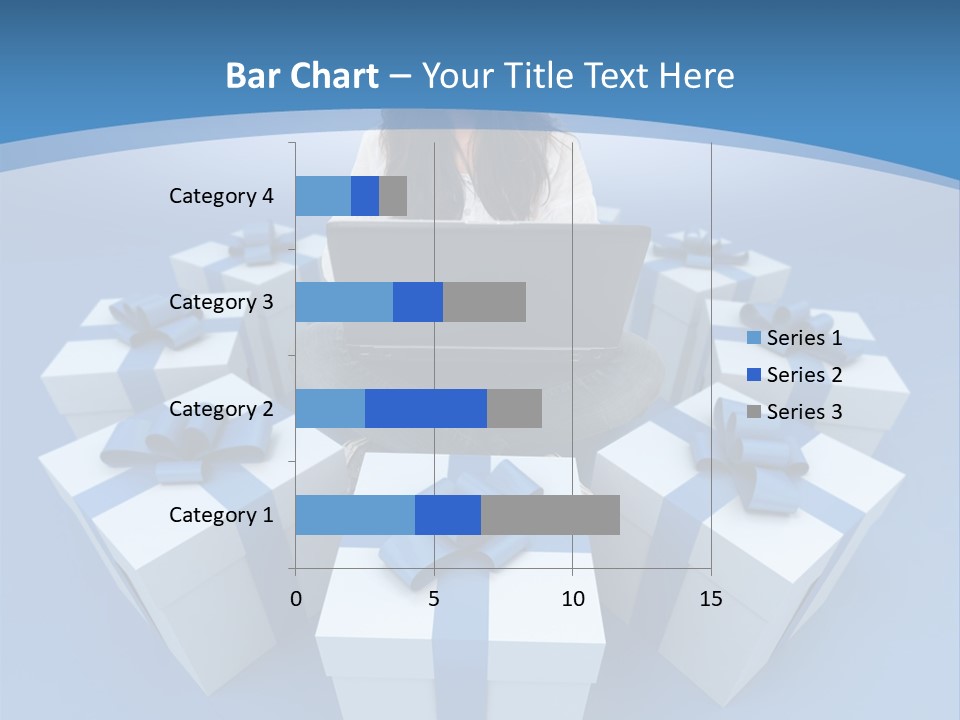 A Woman Sitting In Front Of A Laptop Surrounded By Presents PowerPoint Template
