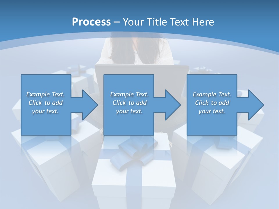 A Woman Sitting In Front Of A Laptop Surrounded By Presents PowerPoint Template