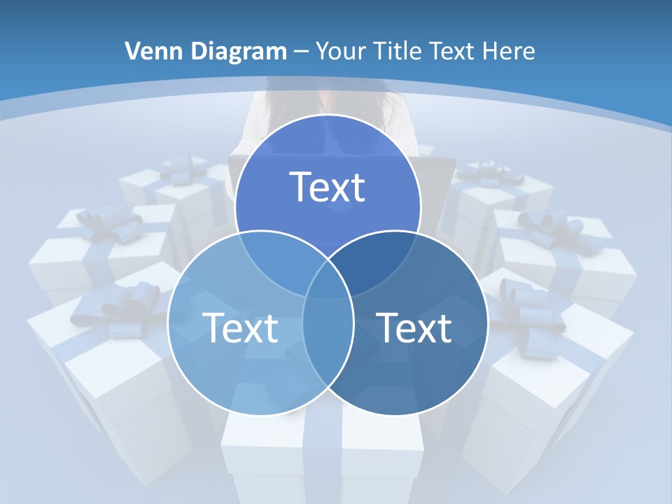 A Woman Sitting In Front Of A Laptop Surrounded By Presents PowerPoint Template