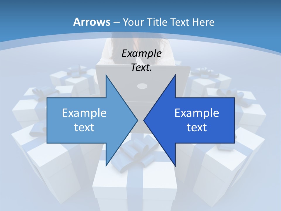 A Woman Sitting In Front Of A Laptop Surrounded By Presents PowerPoint Template