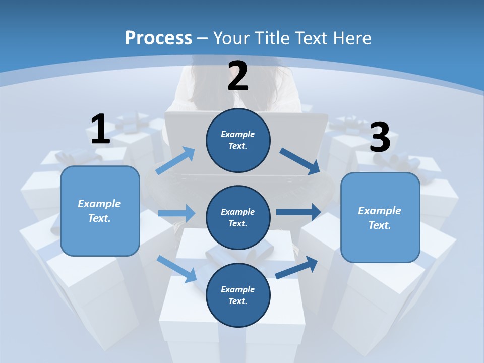 A Woman Sitting In Front Of A Laptop Surrounded By Presents PowerPoint Template