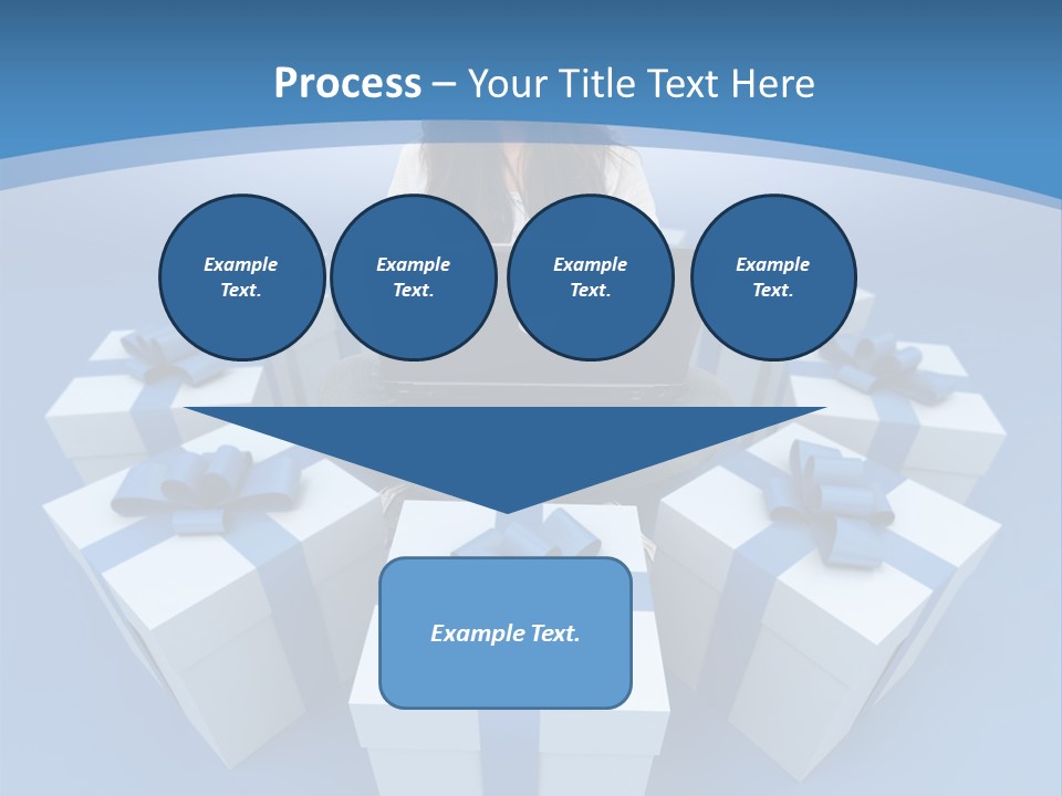 A Woman Sitting In Front Of A Laptop Surrounded By Presents PowerPoint Template