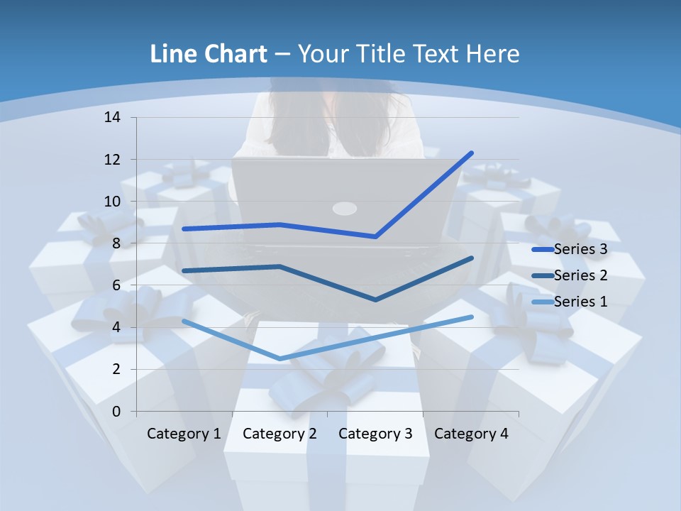 A Woman Sitting In Front Of A Laptop Surrounded By Presents PowerPoint Template