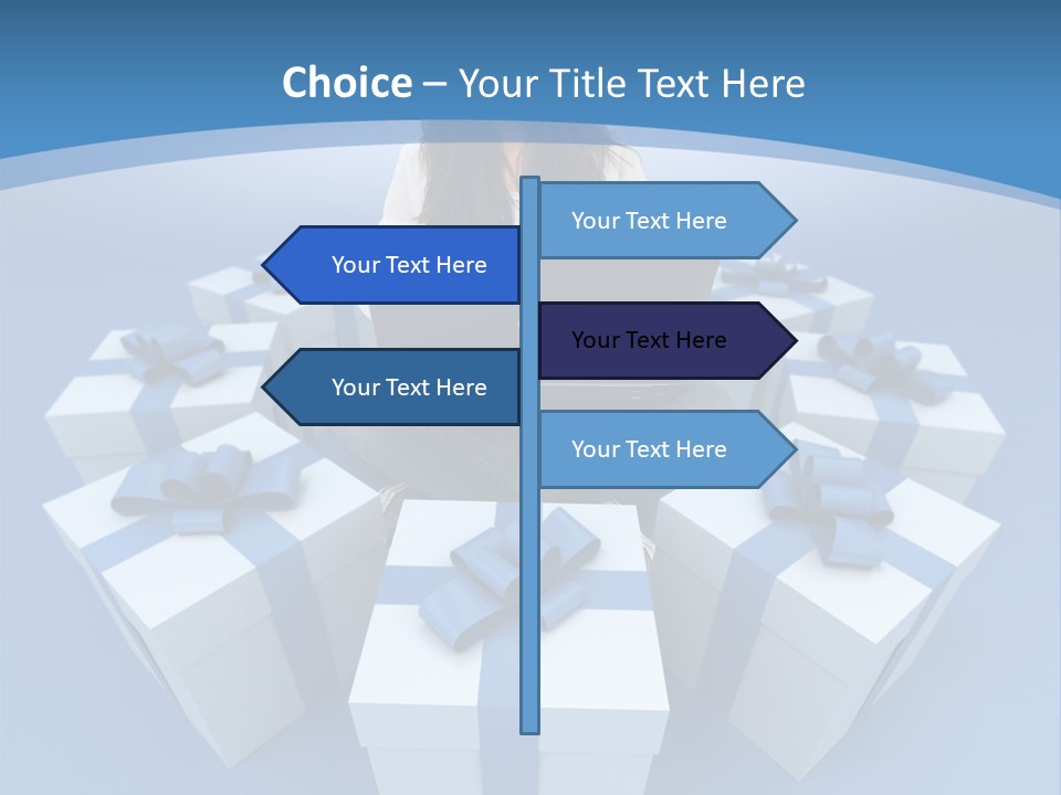 A Woman Sitting In Front Of A Laptop Surrounded By Presents PowerPoint Template