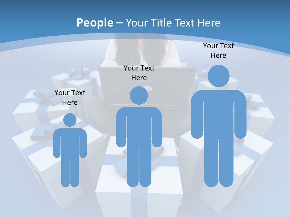 A Woman Sitting In Front Of A Laptop Surrounded By Presents PowerPoint Template